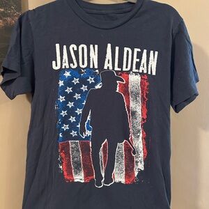 Jason Aldean Navy Blue Graphic T-Shirt, Size Small